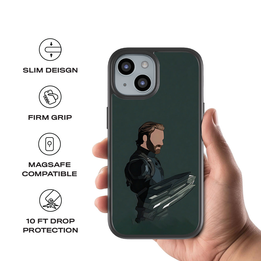 Cap's Shield 3D Skin with Shockguard Armour Magsafe Case for Apple iPhone 15 Plus