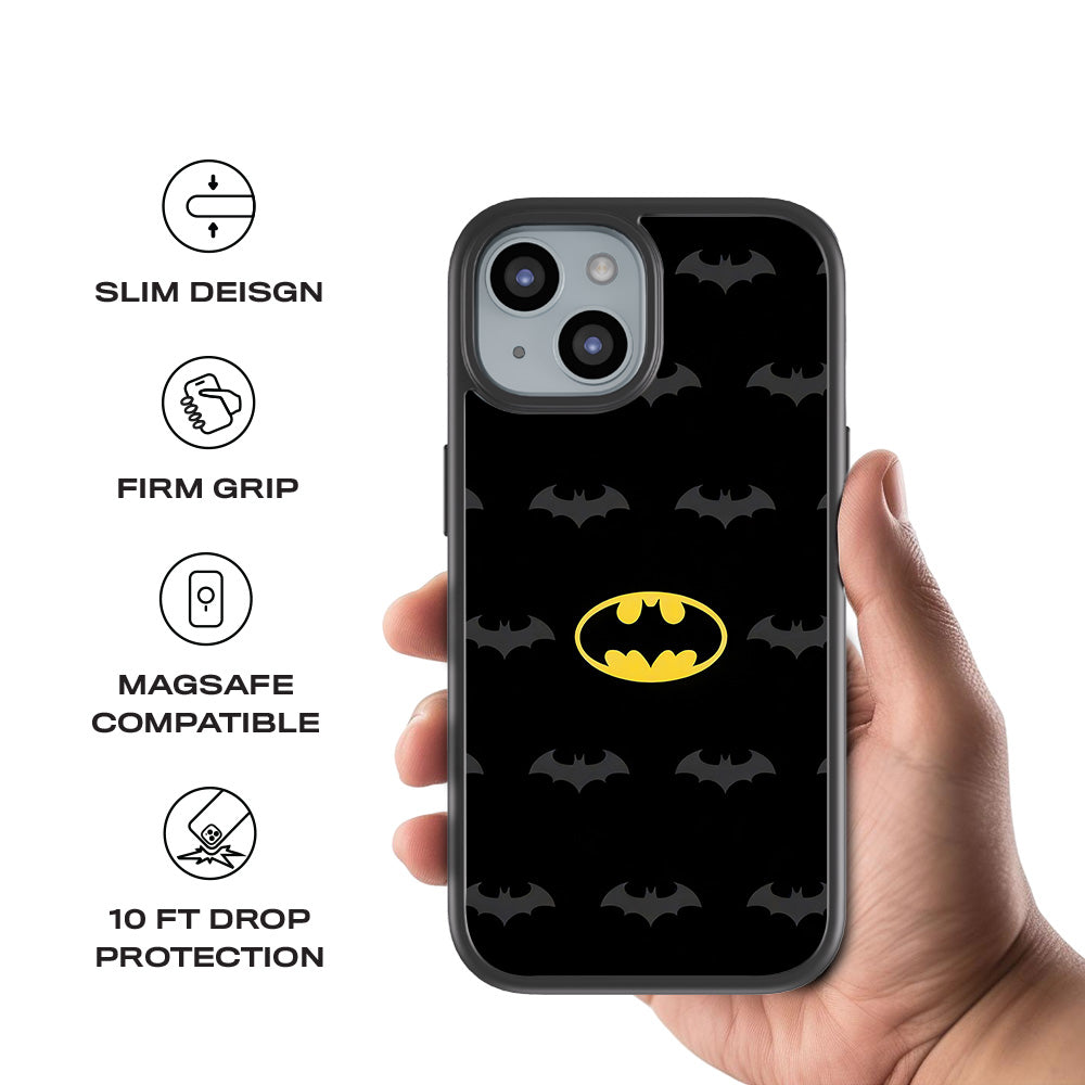 Batman Logo 3D Skin with Shockguard Armour Magsafe Case for Apple iPhone 15
