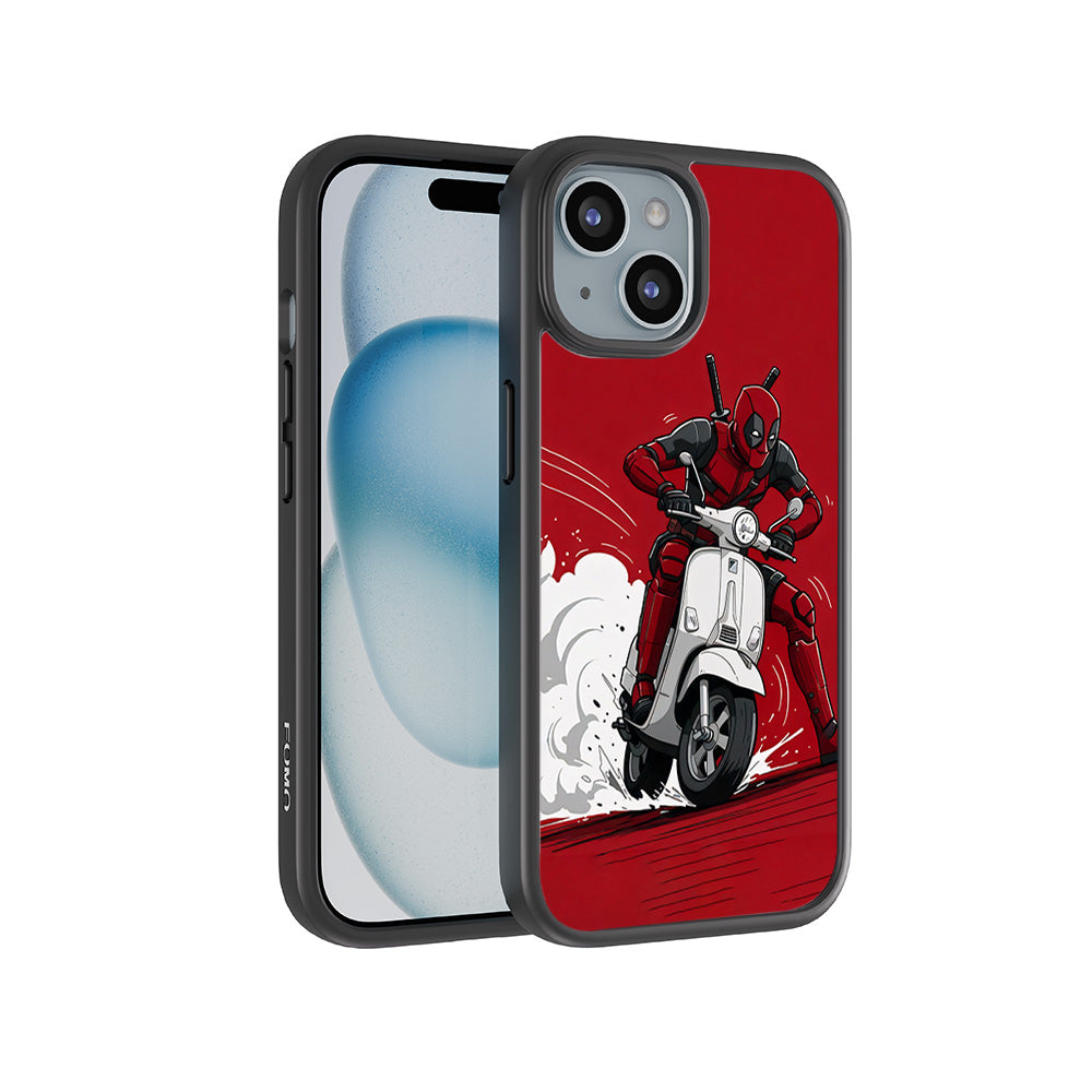 Deadpool Ride 3D Skin with Shockguard Armour Magsafe Case for Apple iPhone 15
