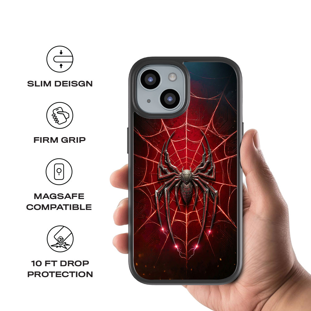 Spider-Man Black Suit 3D Skin with Shockguard Armour Magsafe Case for Apple iPhone 15