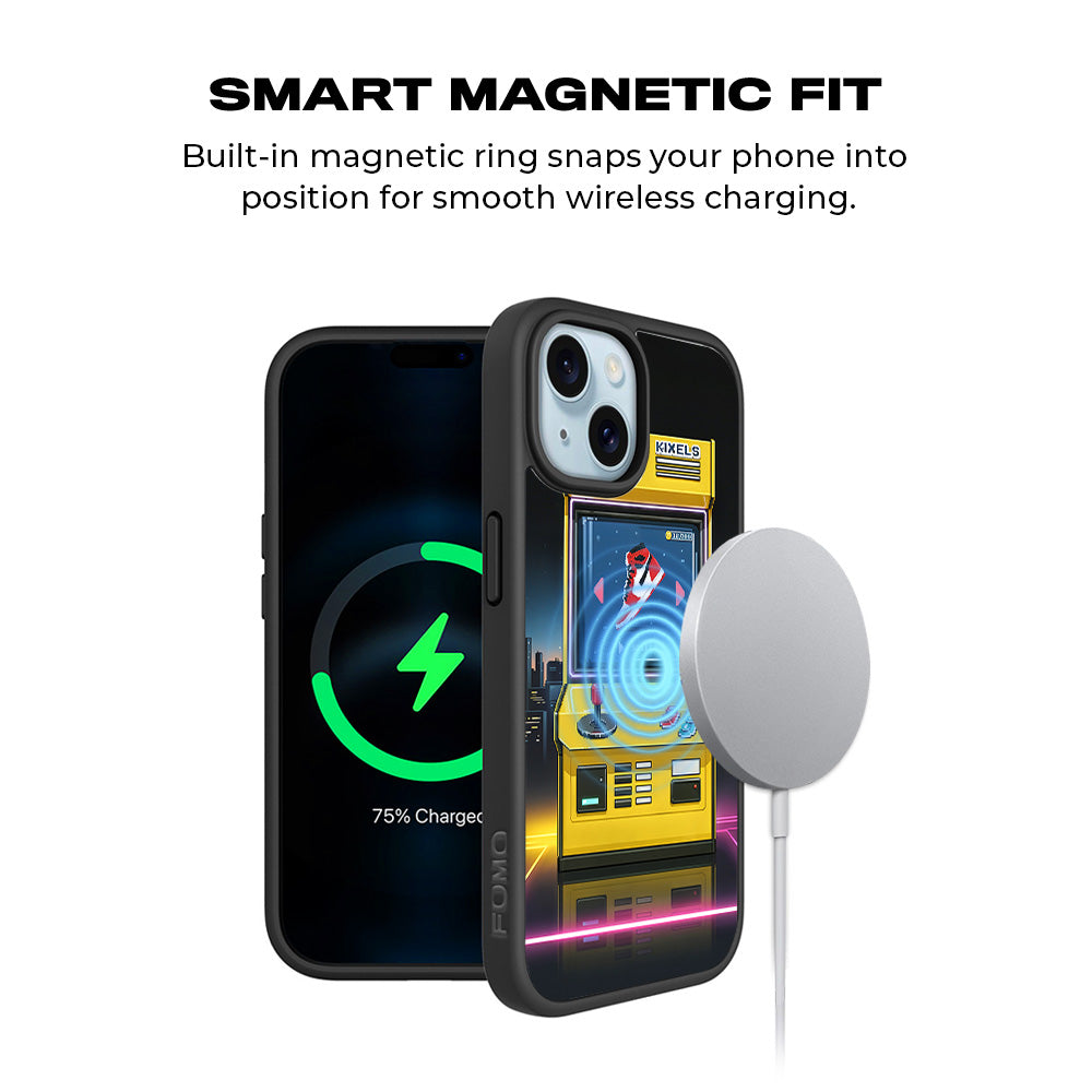 Pixel Sneaker Arcade 3D Skin with Shockguard Armour Magsafe Case for Apple iPhone 15