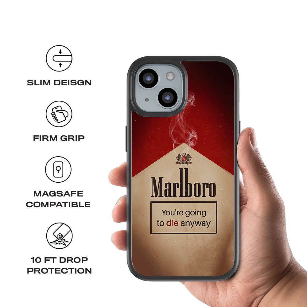 Marlboro Dark Humor 3D Skin with Shockguard Armour Magsafe Case for Apple iPhone 15 Plus