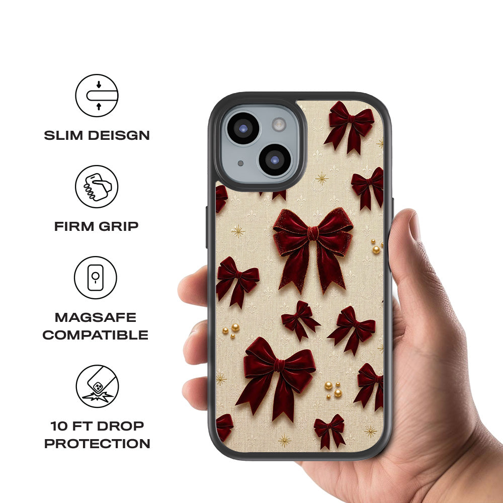Red Bows 3D Skin with Shockguard Armour Magsafe Case for Apple iPhone 15 Plus