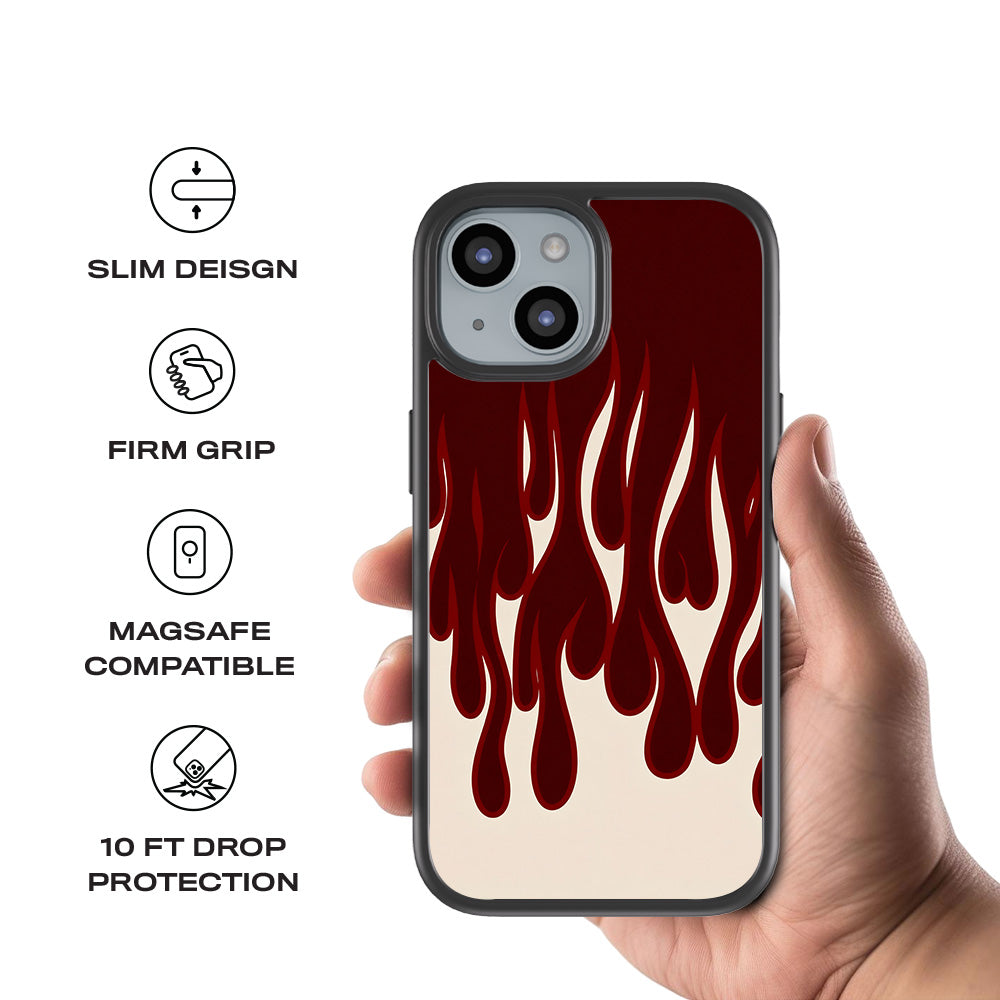 Flame Design 3D Skin with Shockguard Armour Magsafe Case for Apple iPhone 15