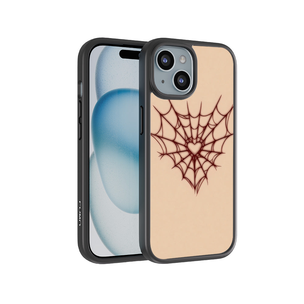 Spider Web Heart 3D Skin with Shockguard Armour Magsafe Case for Apple iPhone 15 Plus