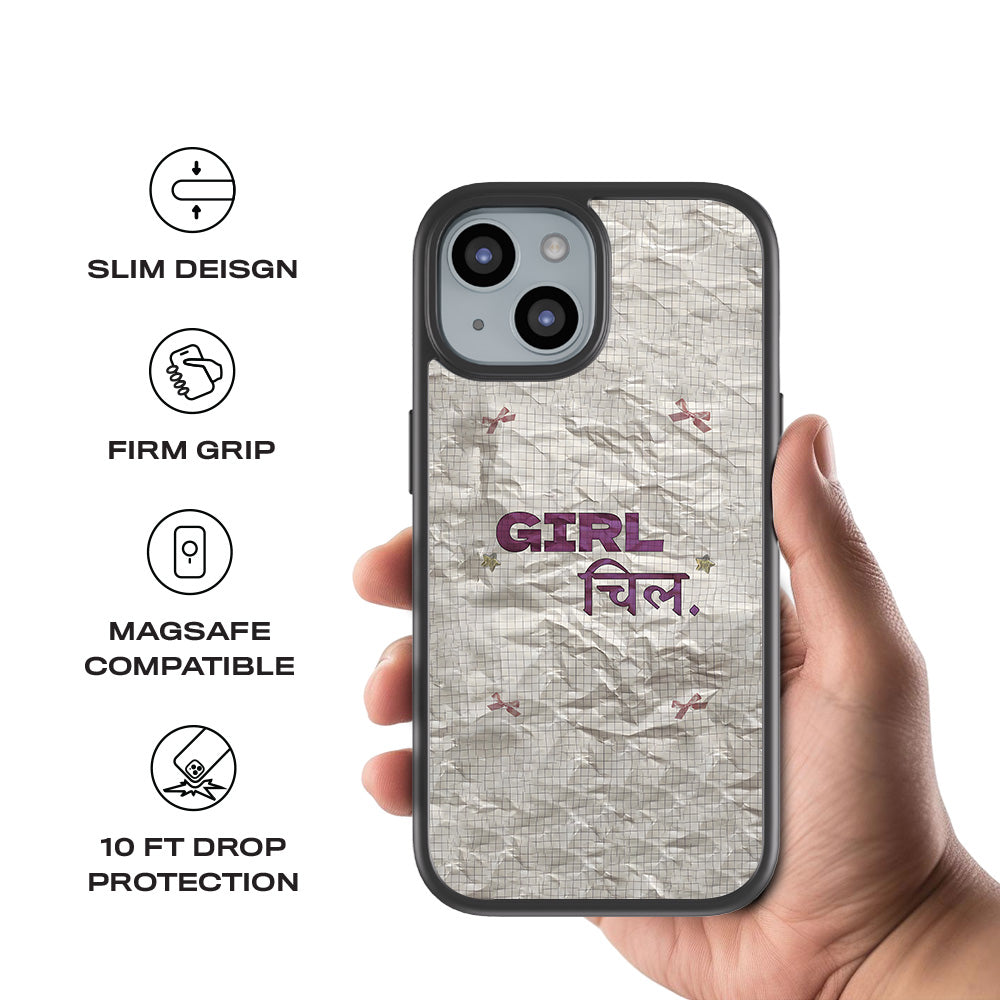 Girl Chill 3D Skin with Shockguard Armour Magsafe Case for Apple iPhone 15 Plus