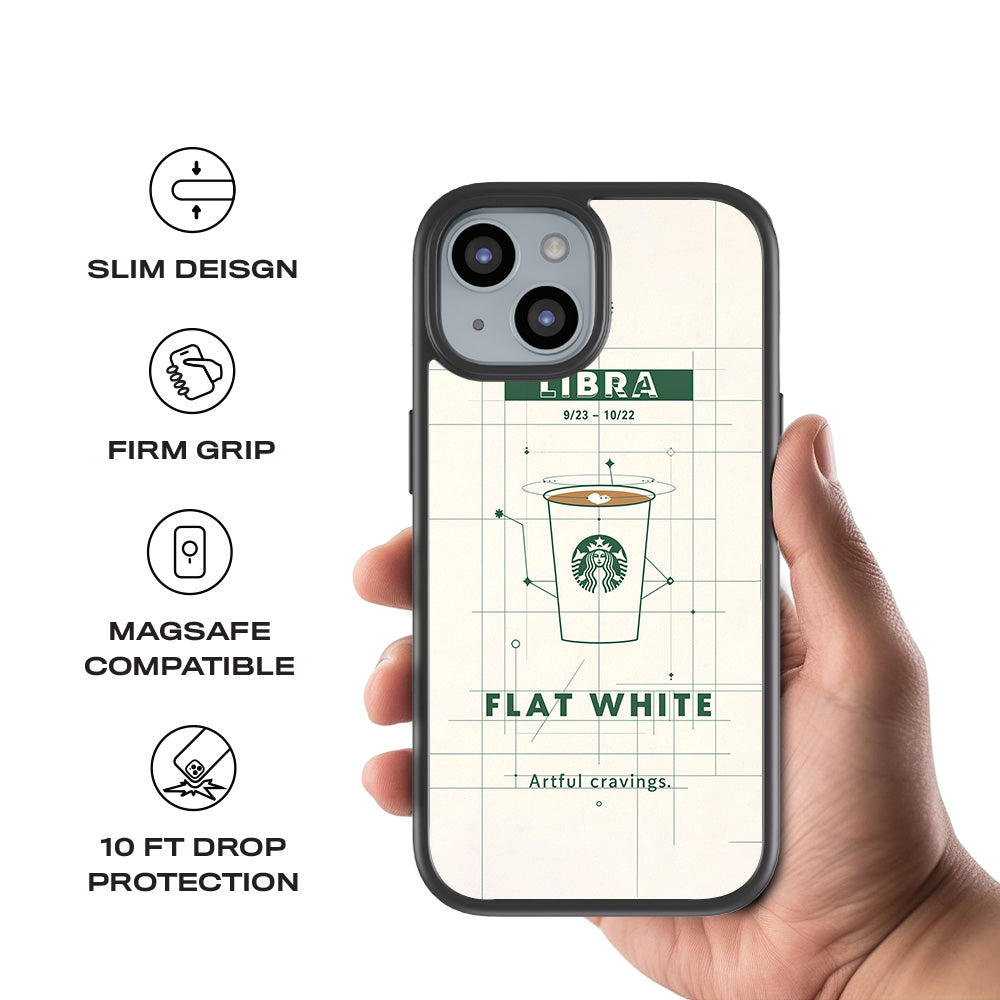 Libra Flat White 3D Skin with Shockguard Armour Magsafe Case for Apple iPhone 15