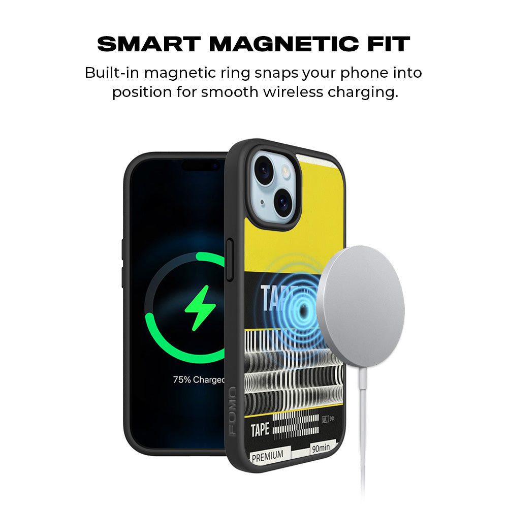 Vintage Tape Ultra 3D Skin with Shockguard Armour Magsafe Case for Apple iPhone 15 Plus