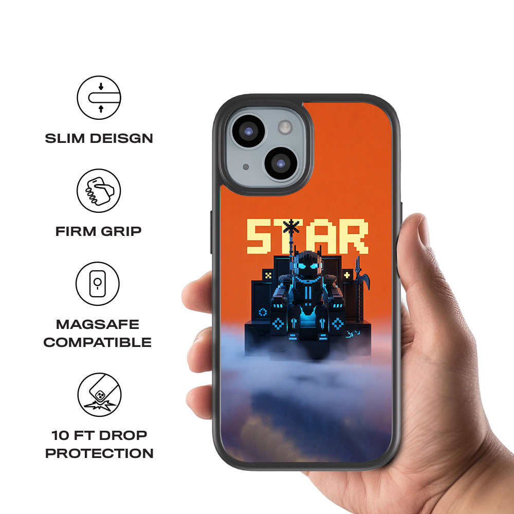 Pixelated Star 3D Skin with Shockguard Armour Magsafe Case for Apple iPhone 15 Plus