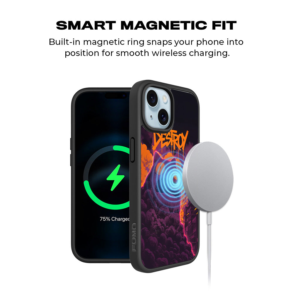 Destroy Cityscape 3D Skin with Shockguard Armour Magsafe Case for Apple iPhone 15 Plus