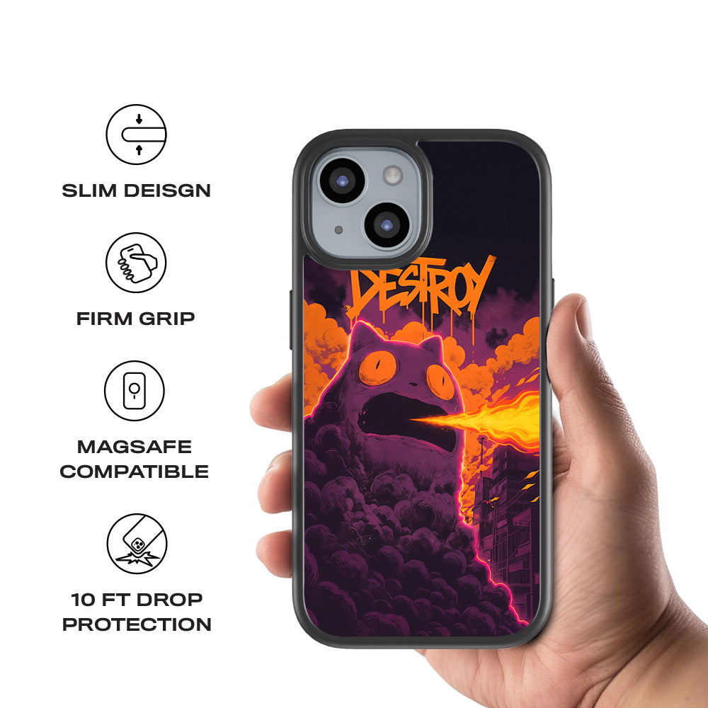 Destroy Cityscape 3D Skin with Shockguard Armour Magsafe Case for Apple iPhone 15 Plus