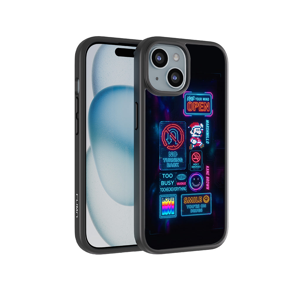 Neon Street Art 3D Skin with Shockguard Armour Magsafe Case for Apple iPhone 15 Plus