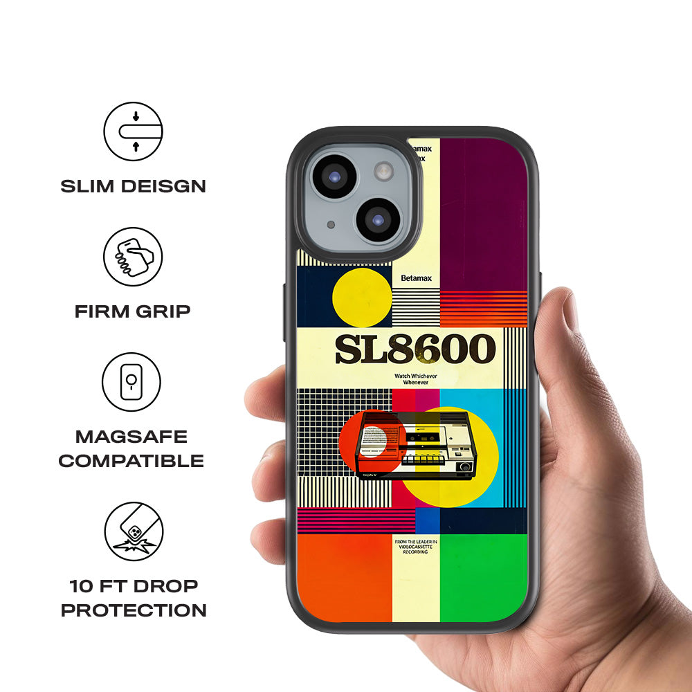 Betamax Vintage Vibes 3D Skin with Shockguard Armour Magsafe Case for Apple iPhone 15 Plus