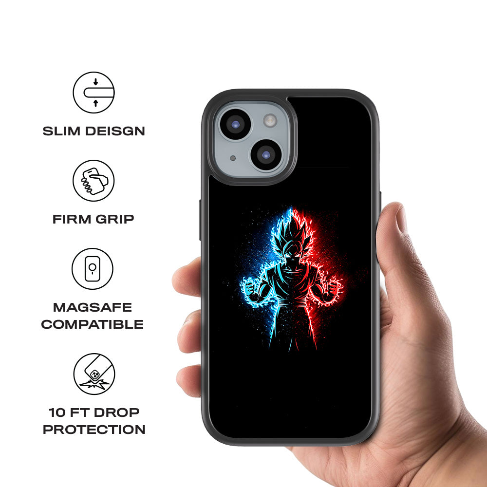 Vegeta in Dual Color Anime 3D Skin with Shockguard Armour Magsafe Case for Apple iPhone 15 Plus