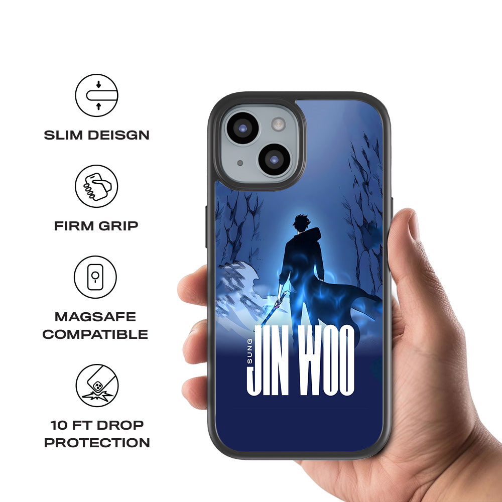 Jin Woo S-Rank Hunter Anime 3D Skin with Shockguard Armour Magsafe Case for Apple iPhone 15