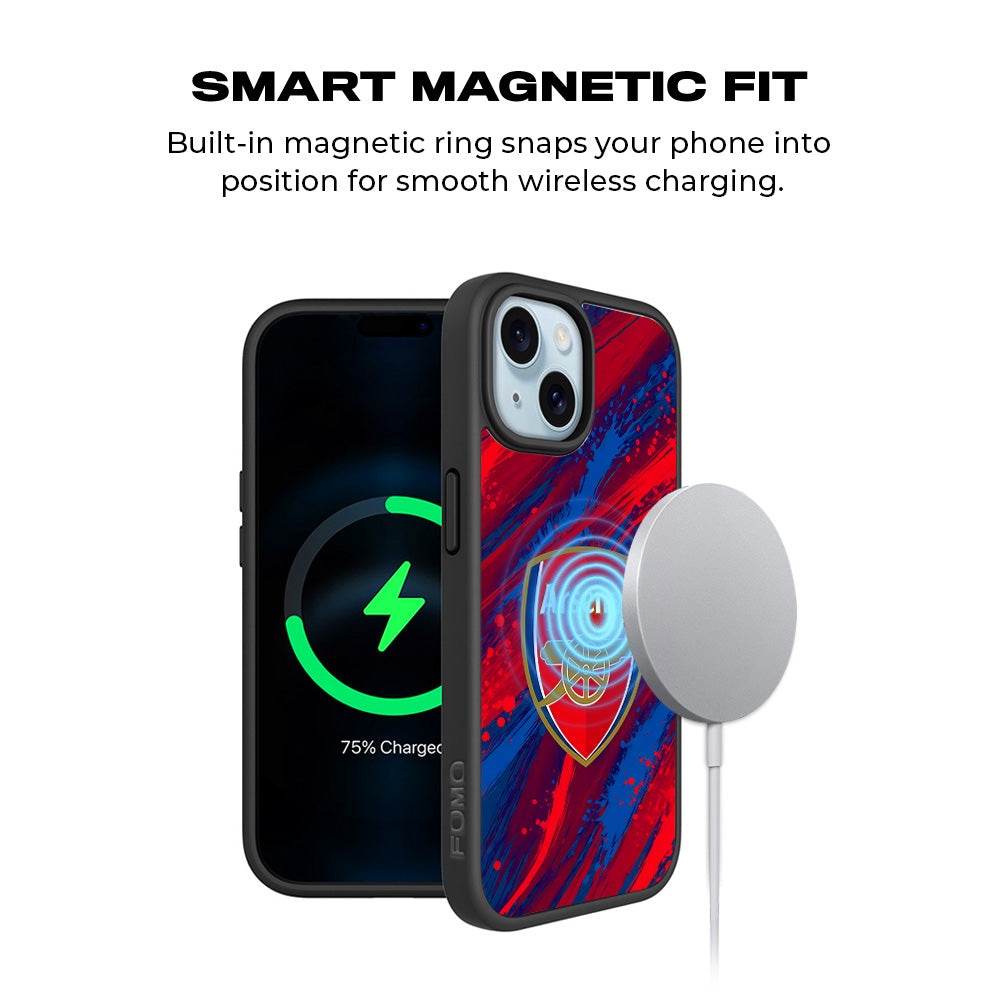Arsenal Modern Crest Sports 3D Skin with Shockguard Armour Magsafe Case for Apple iPhone 15