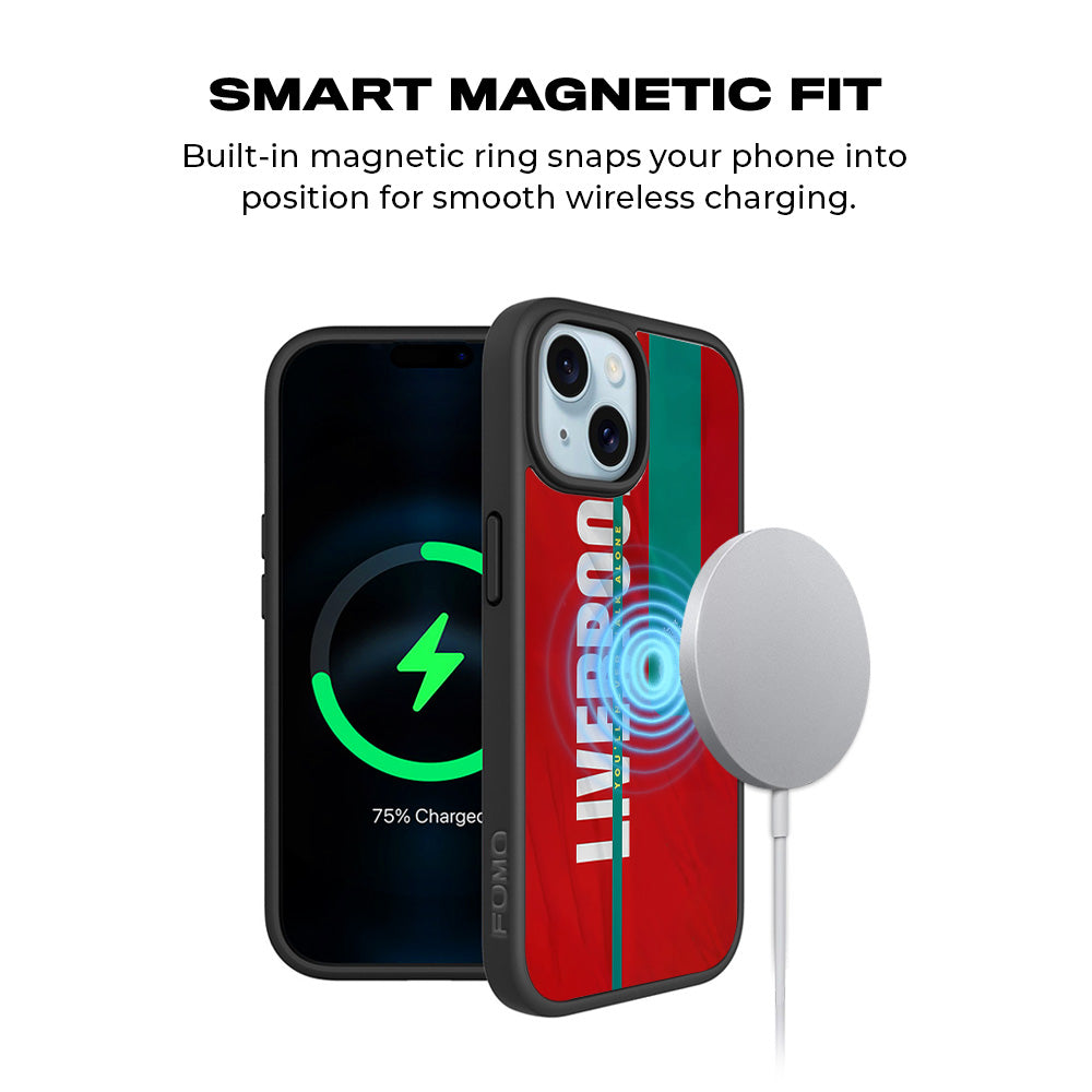 Liverpool You Will Never Walk Alone Sports 3D Skin with Shockguard Armour Magsafe Case for Apple iPhone 15
