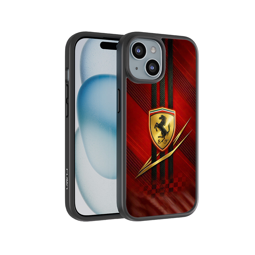 Ferrari 3D Skin with Shockguard Armour Magsafe Case for Apple iPhone 15 Plus