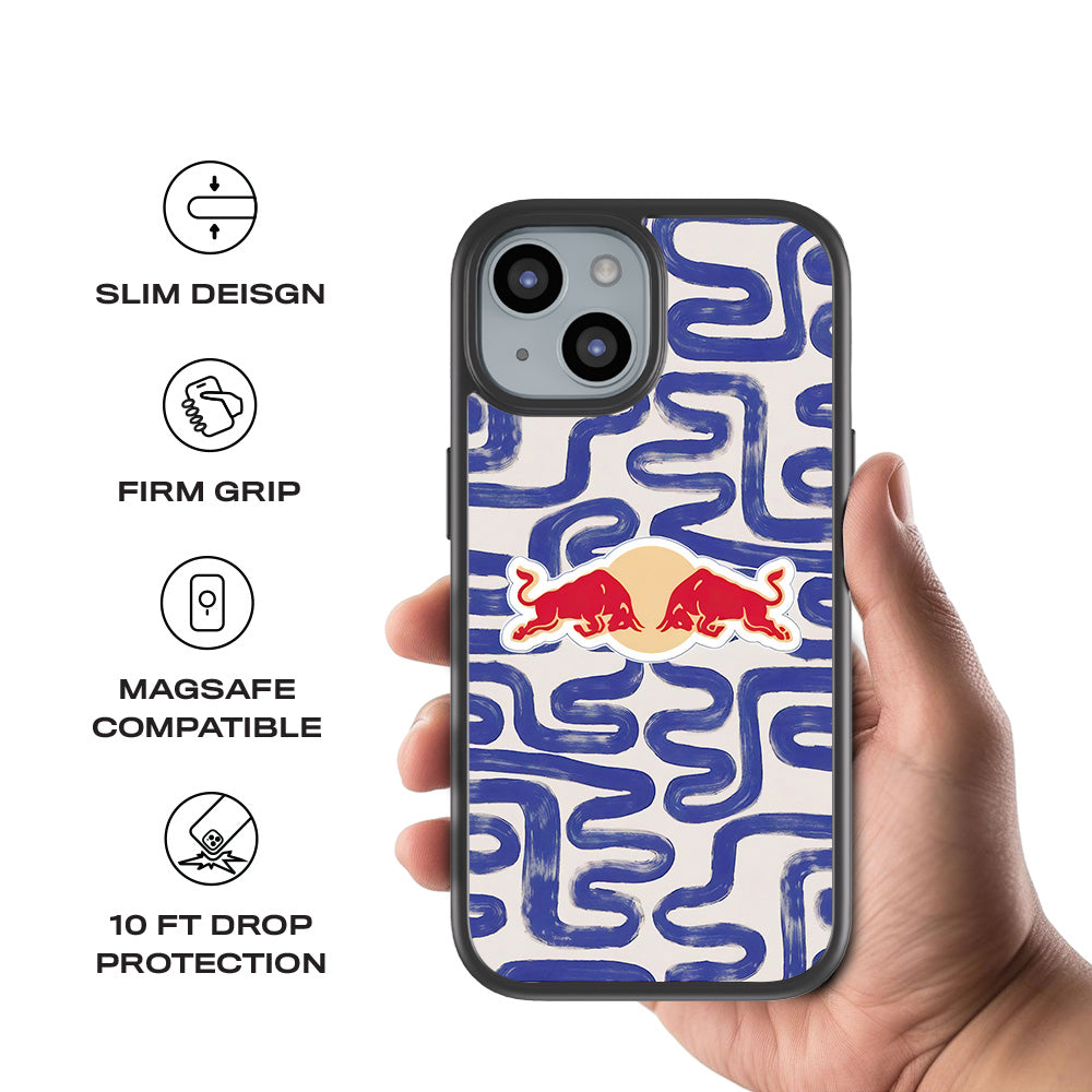 Red Bull Design 3D Skin with Shockguard Armour Magsafe Case for Apple iPhone 15 Plus