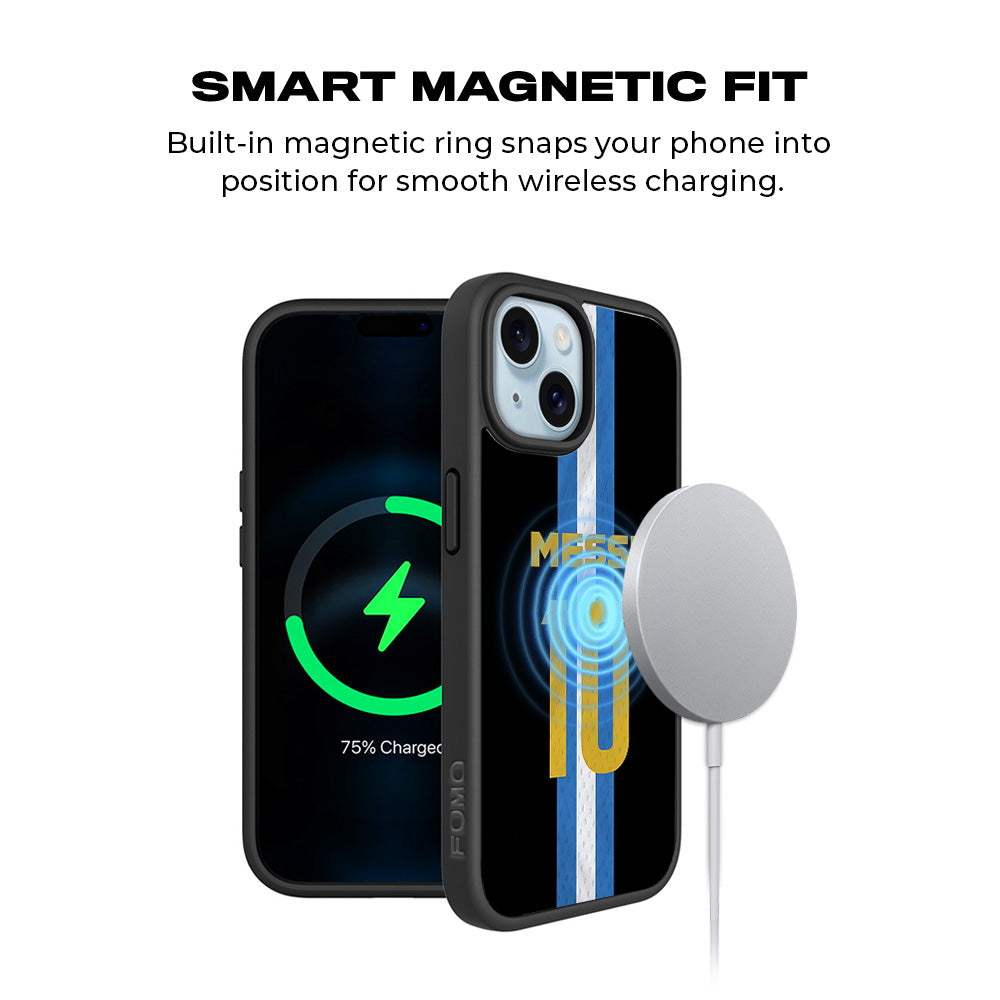 Messi Argentina Jersey 3D Skin with Shockguard Armour Magsafe Case for Apple iPhone 15 Plus