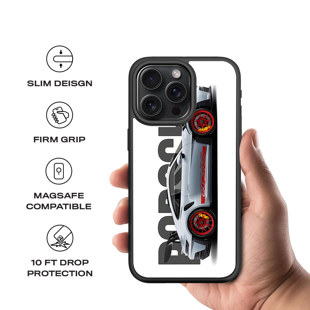 Porsche 911 GT3 3D Skin with Shockguard Armour Magsafe Case for Apple iPhone 15 Pro Max
