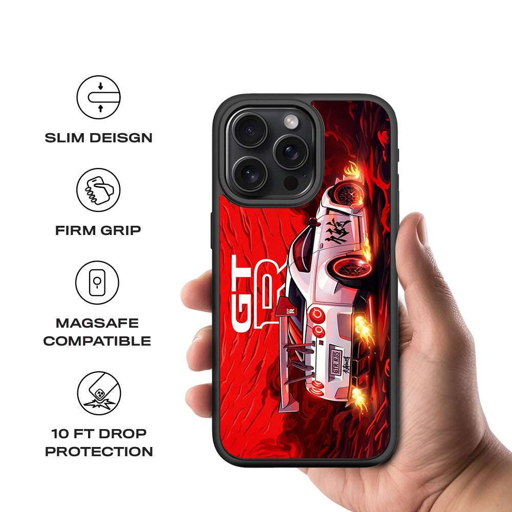 Nissan GTR Racing Edition 3D Skin with Shockguard Armour Magsafe Case for Apple iPhone 15 Pro Max