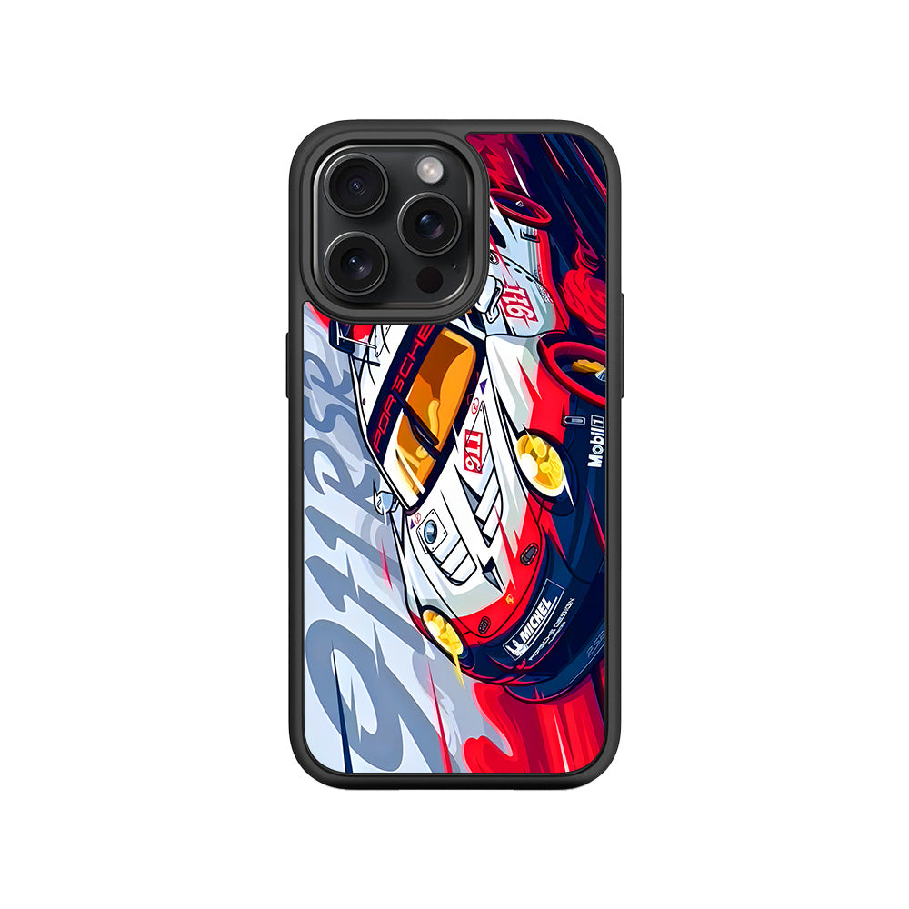 Porsche 911 RSR 3D Skin with Shockguard Armour Magsafe Case for Apple iPhone 15 Pro Max