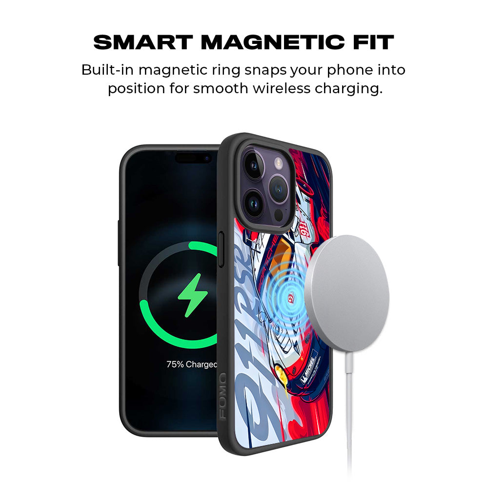 Porsche 911 RSR 3D Skin with Shockguard Armour Magsafe Case for Apple iPhone 15 Pro Max