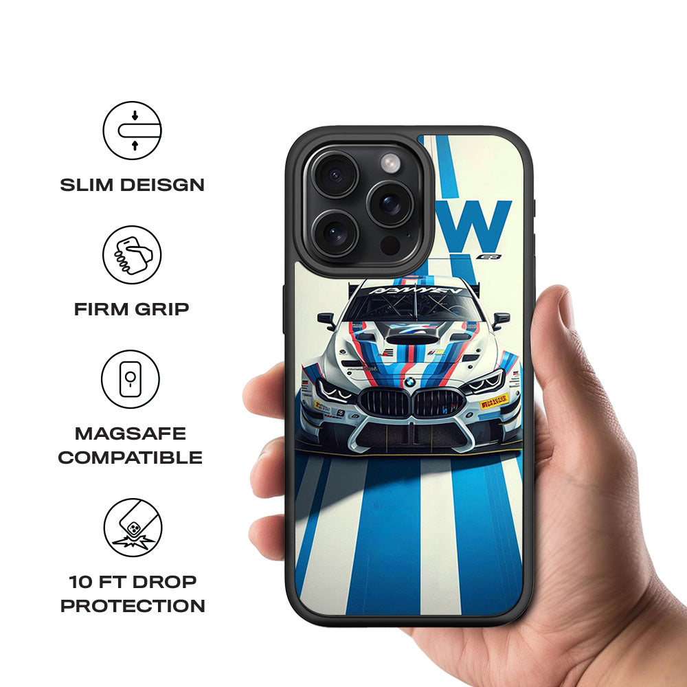 BMW GT Racing 3D Skin with Shockguard Armour Magsafe Case for Apple iPhone 15 Pro Max