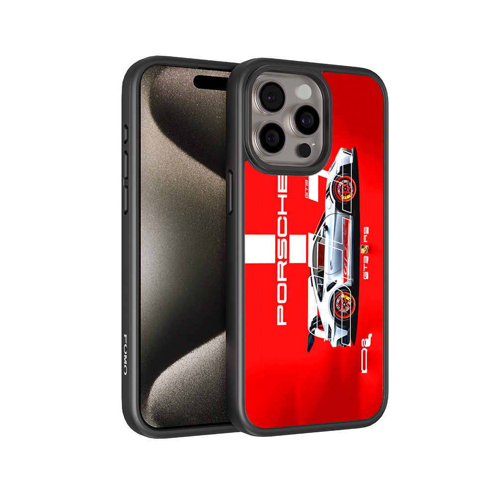 Porsche GT3 Silver Blaze 3D Skin with Shockguard Armour Magsafe Case for Apple iPhone 15 Pro Max