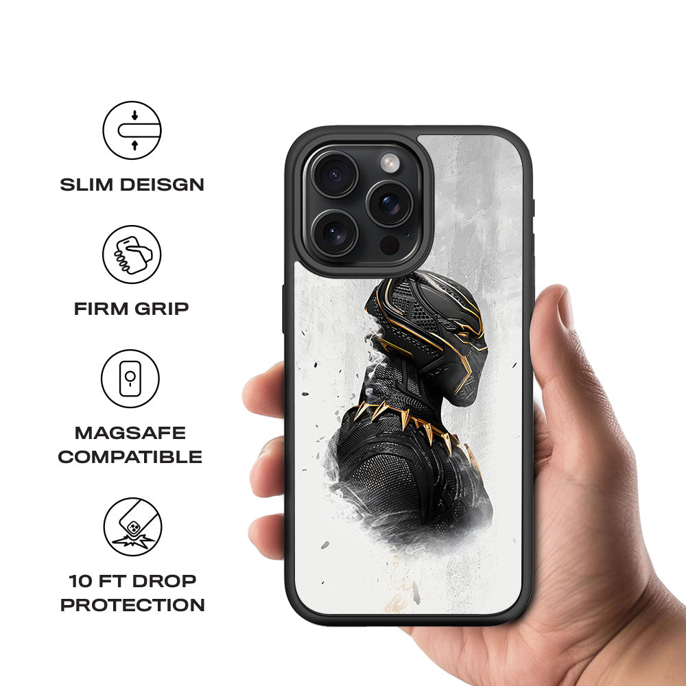 Wakanda Forever Black Panther Comic 3D Skin with Shockguard Armour Magsafe Case for Apple iPhone 15 Pro