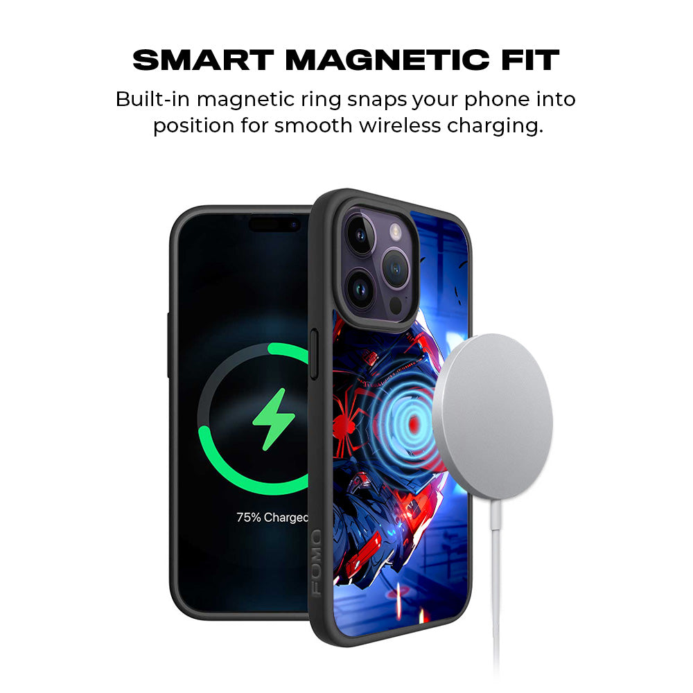 Spider-Man Reloaded 3D Skin with Shockguard Armour Magsafe Case for Apple iPhone 15 Pro