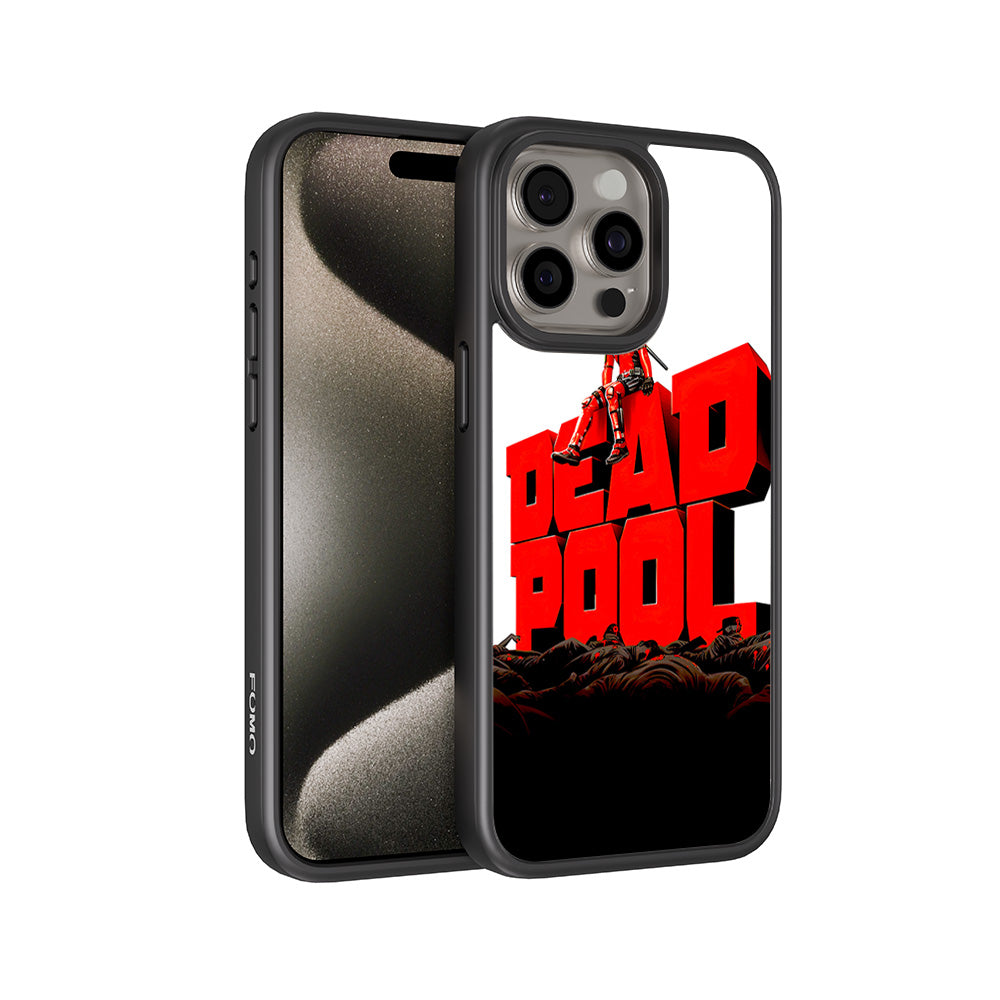 Deadpool on Top of Mayhem Comics 3D Skin with Shockguard Armour Magsafe Case for Apple iPhone 15 Pro Max