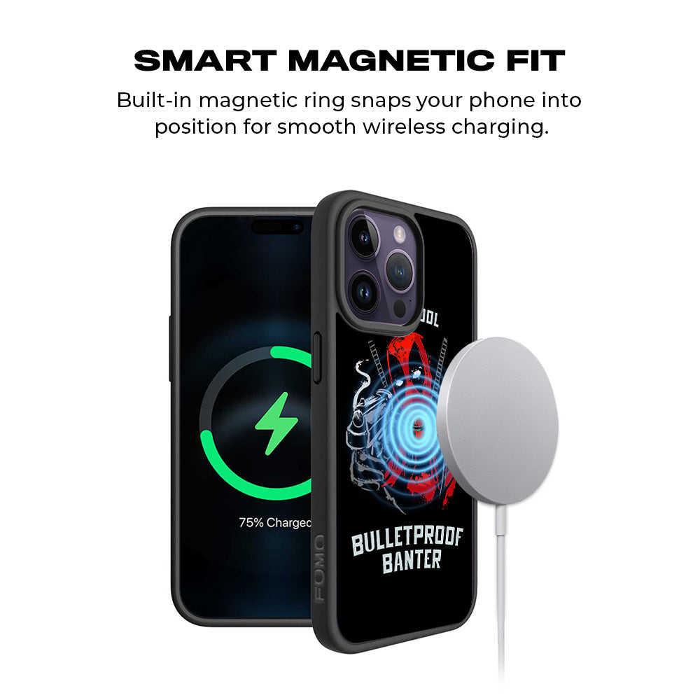 Deadpool - Bulletand 15 Plusof Banter Comics 3D Skin with Shockguard Armour Magsafe Case for Apple iPhone 15 Pro