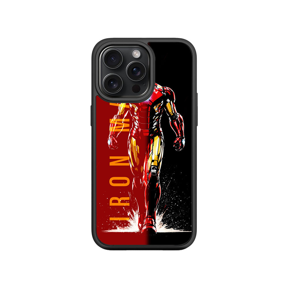 Iron Man Retro Beat Comics 3D Skin with Shockguard Armour Magsafe Case for Apple iPhone 15 Pro