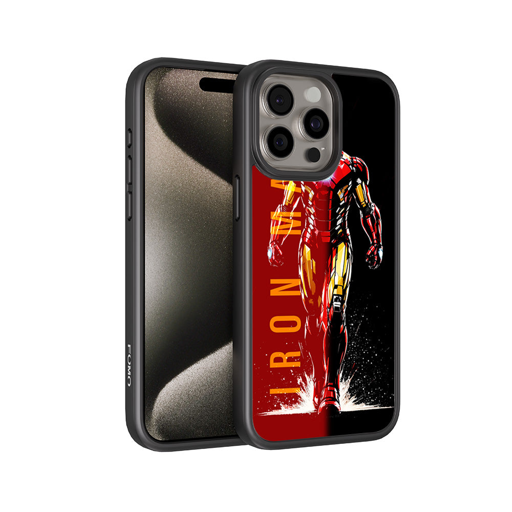 Iron Man Retro Beat Comics 3D Skin with Shockguard Armour Magsafe Case for Apple iPhone 15 Pro