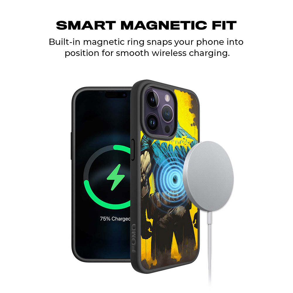 Batman Painted in Shadows Comics 3D Skin with Shockguard Armour Magsafe Case for Apple iPhone 15 Pro