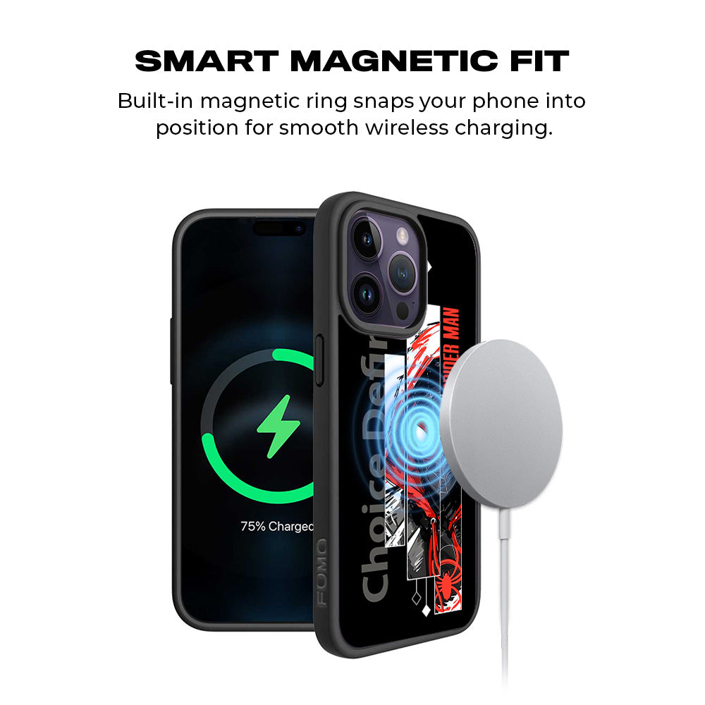 Spider-Man Choice Defines Comics 3D Skin with Shockguard Armour Magsafe Case for Apple iPhone 15 Pro