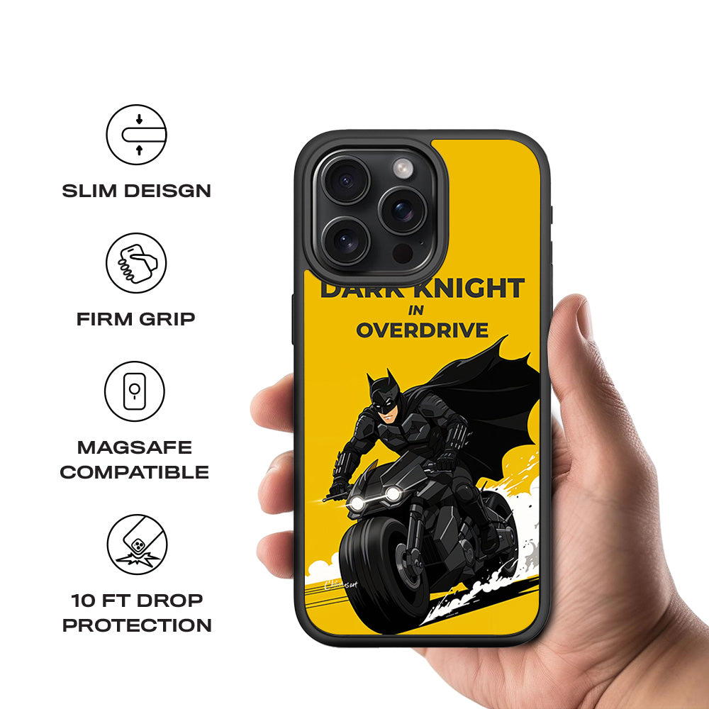 Dark Knight Overdrive Comics 3D Skin with Shockguard Armour Magsafe Case for Apple iPhone 15 Pro