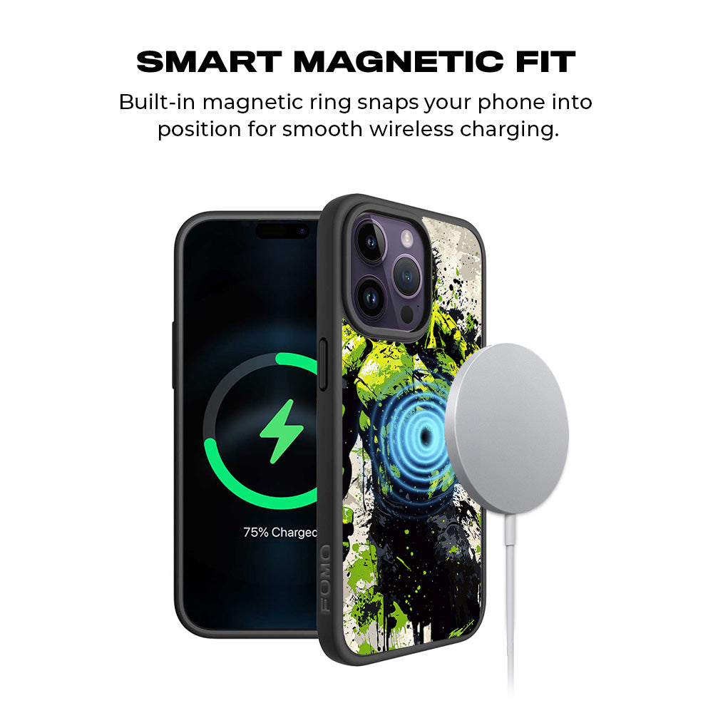 Savage Hulk Splash Comics 3D Skin with Shockguard Armour Magsafe Case for Apple iPhone 15 Pro
