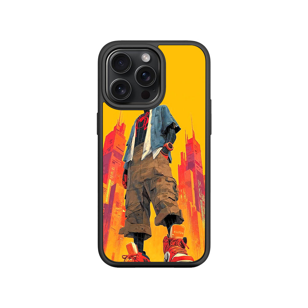 nto the Spider-Verse: Neon Skyline Hero Comics 3D Skin with Shockguard Armour Magsafe Case for Apple iPhone 15 Pro Max