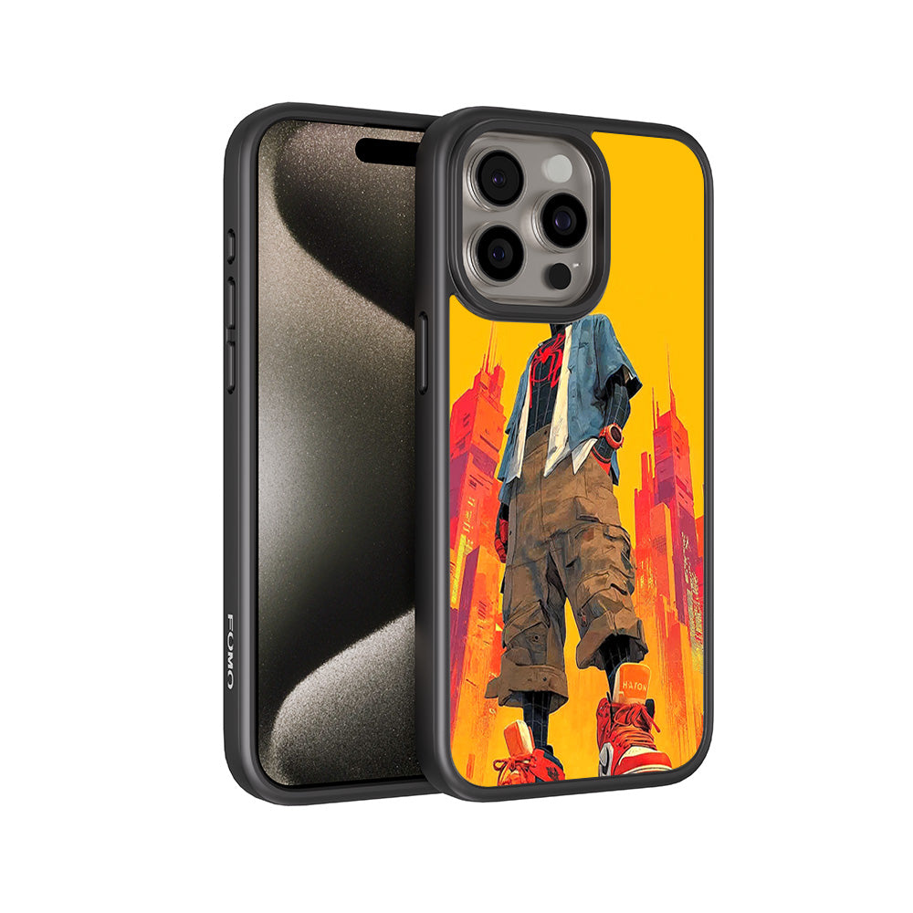 nto the Spider-Verse: Neon Skyline Hero Comics 3D Skin with Shockguard Armour Magsafe Case for Apple iPhone 15 Pro Max