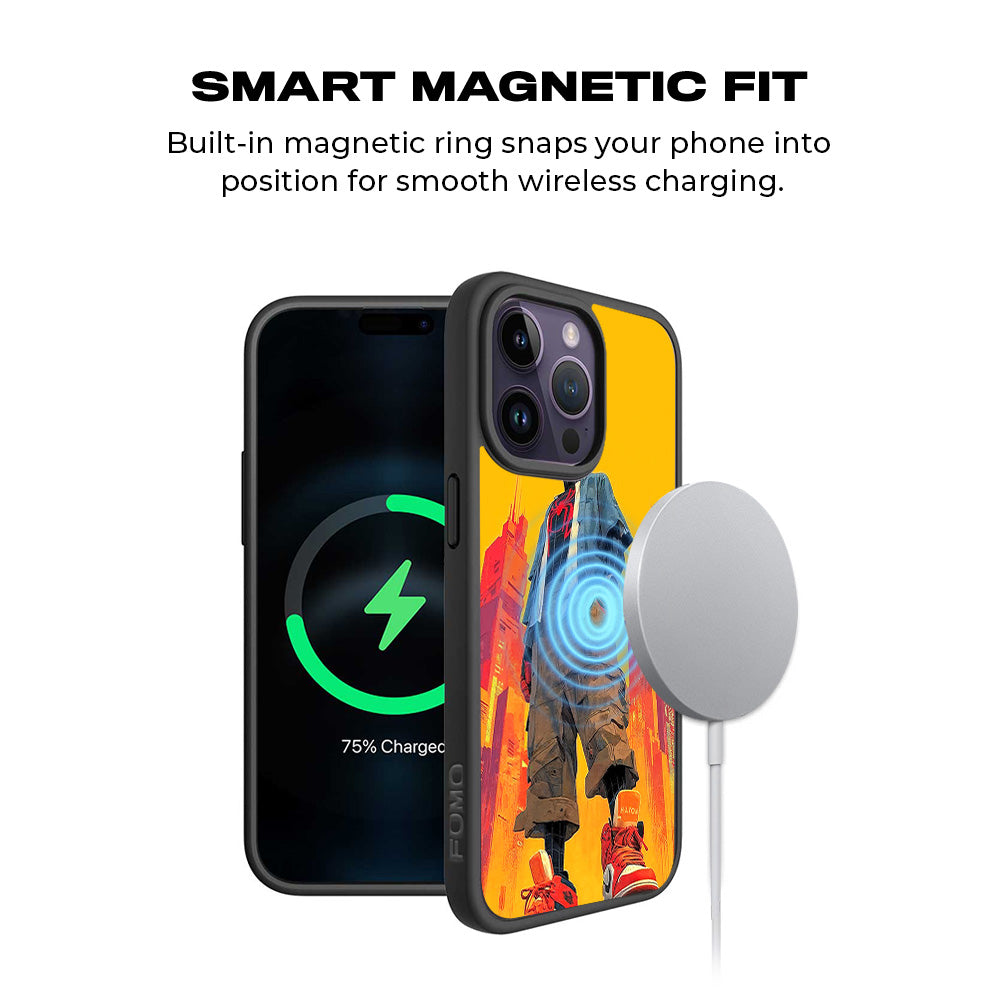 nto the Spider-Verse: Neon Skyline Hero Comics 3D Skin with Shockguard Armour Magsafe Case for Apple iPhone 15 Pro Max