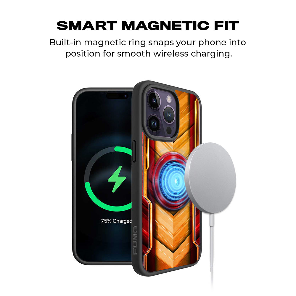 Iron Man Armor 3D Skin with Shockguard Armour Magsafe Case for Apple iPhone 15 Pro