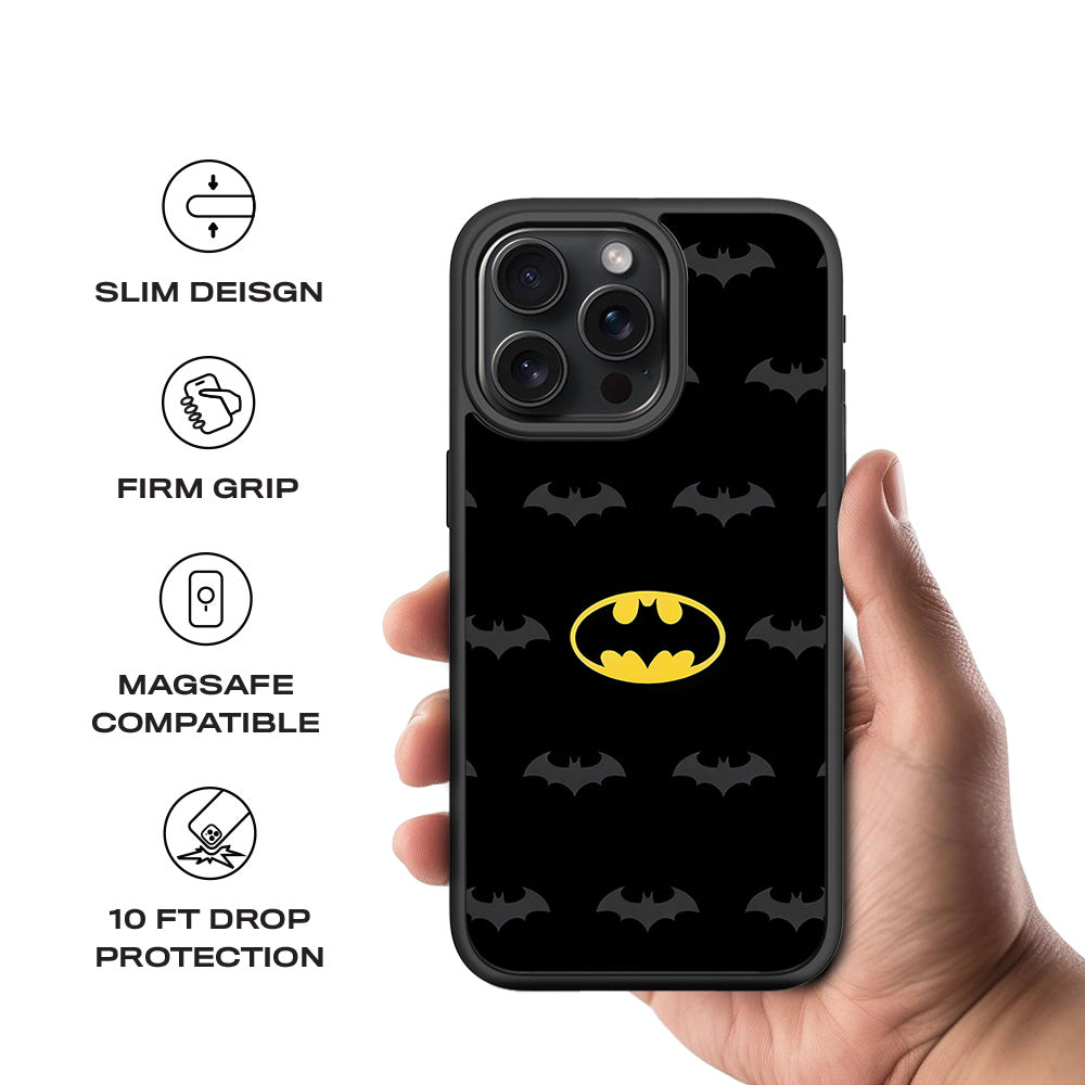 Batman Logo 3D Skin with Shockguard Armour Magsafe Case for Apple iPhone 15 Pro