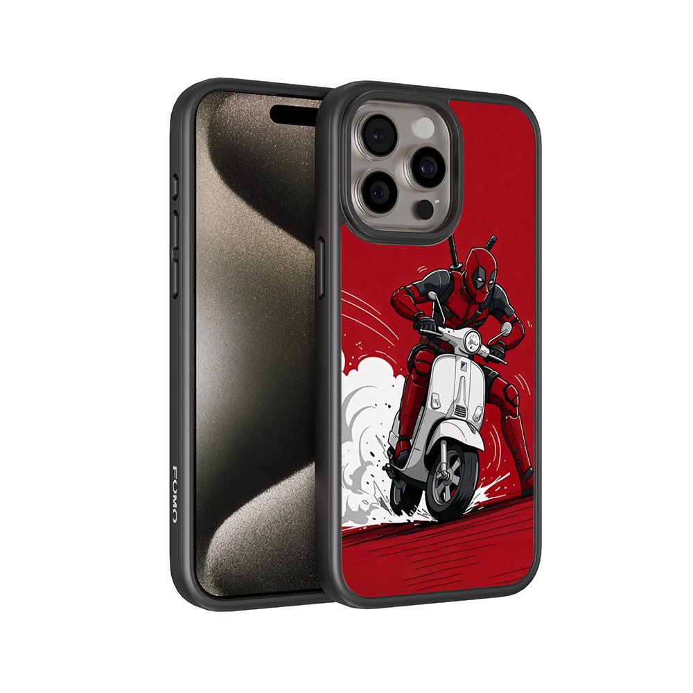 Deadpool Ride 3D Skin with Shockguard Armour Magsafe Case for Apple iPhone 15 Pro