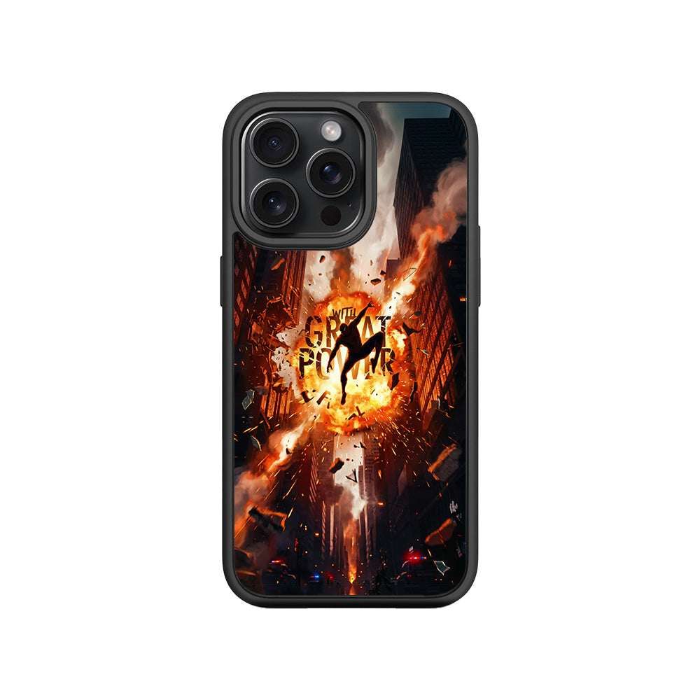 Spider-Man With Great Power 3D Skin with Shockguard Armour Magsafe Case for Apple iPhone 15 Pro
