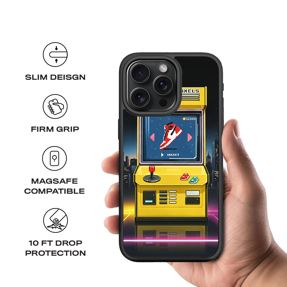 Pixel Sneaker Arcade 3D Skin with Shockguard Armour Magsafe Case for Apple iPhone 15 Pro Max