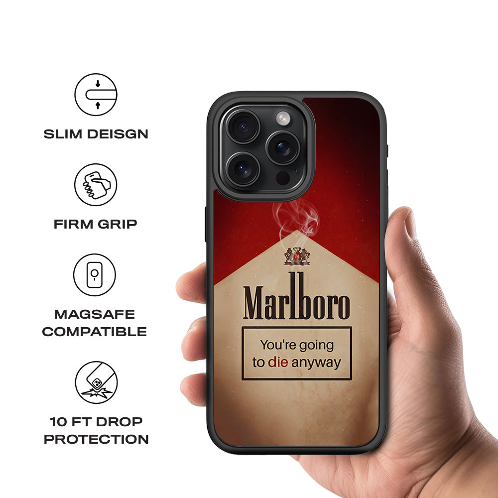 Marlboro Dark Humor 3D Skin with Shockguard Armour Magsafe Case for Apple iPhone 15 Pro Max