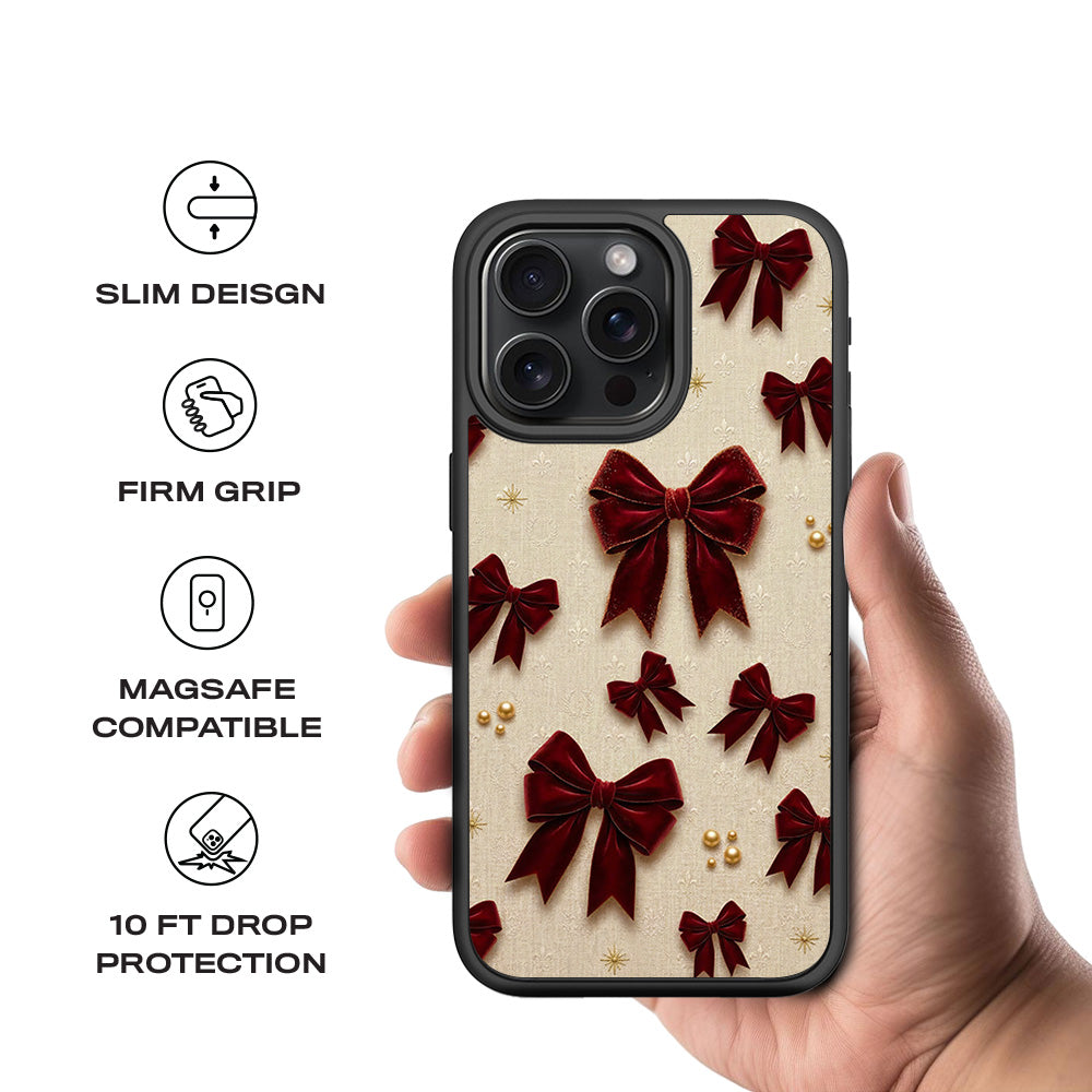 Red Bows 3D Skin with Shockguard Armour Magsafe Case for Apple iPhone 15 Pro